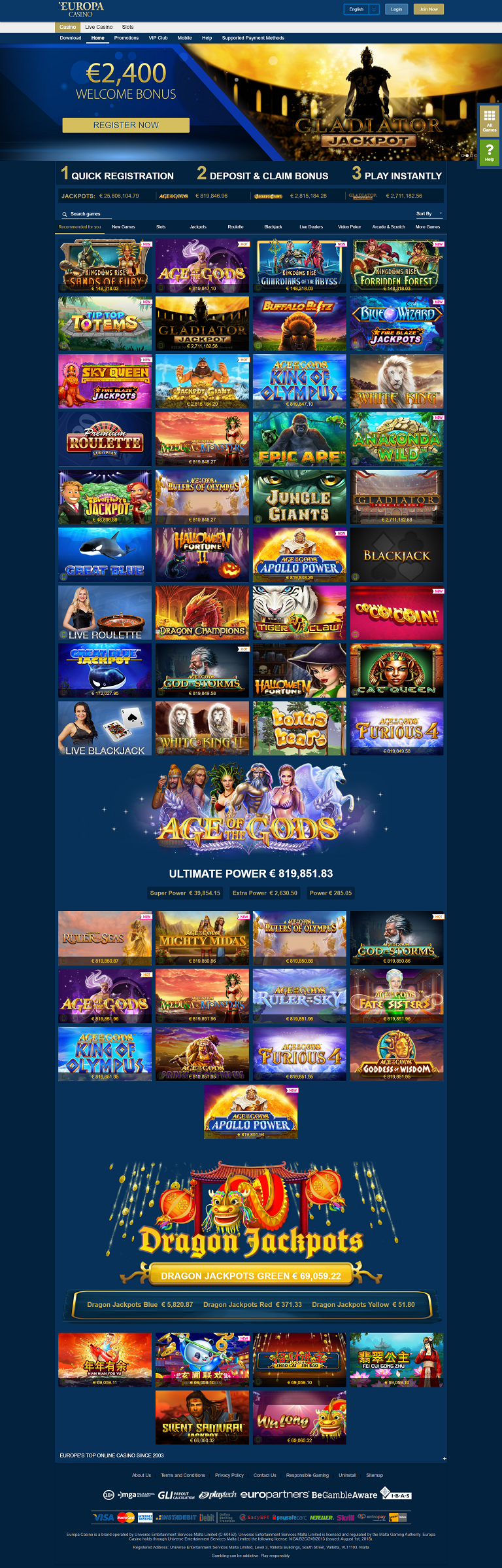 Europa Casino - 1st Class Slots